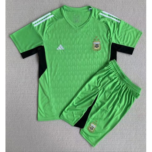 Maillot de foot Argentine Gardien de but Domicile enfant Monde 2022 Manches Courte (+ pantalon court)
